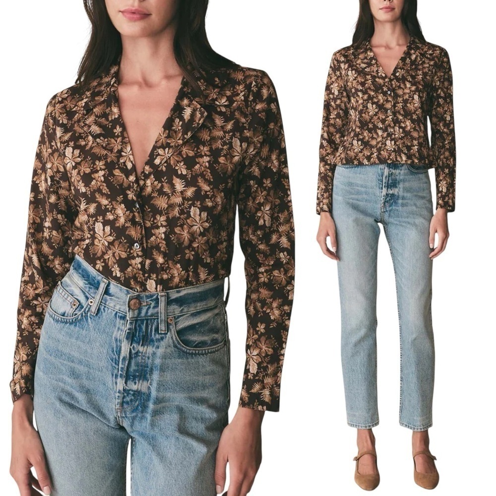 DOEN Sheila Button Down Top in Fern Grove Floral